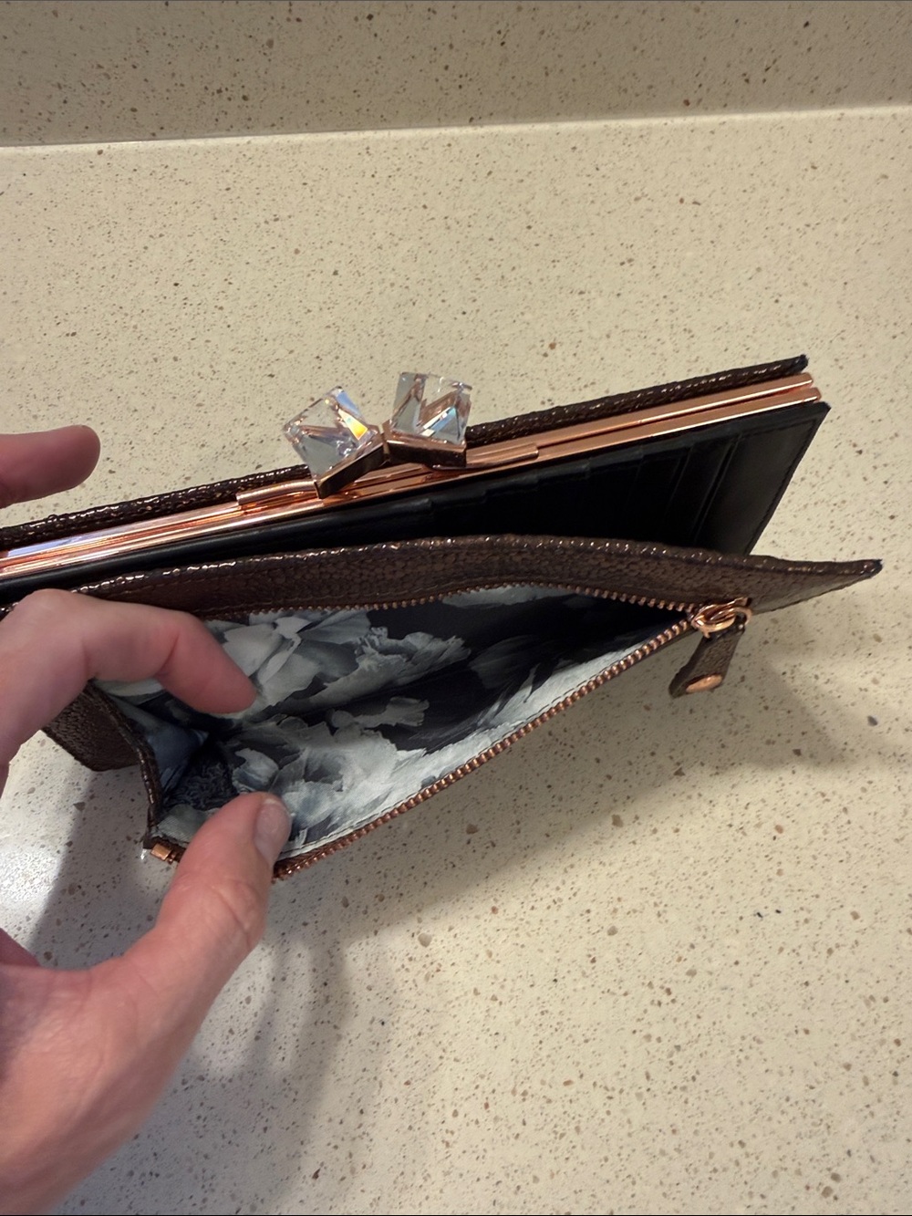 Ted Baker Sparkle Evening Clutch in Bronze with Rose Gold hardware - Picture 3 of 5
